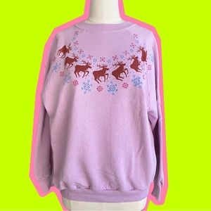 Vintage 80s Sportswear Reindeer Snowflake Sweatshirt